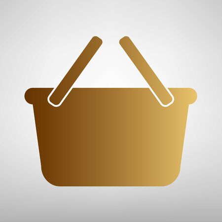 Shopping basket sign. Flat style icon with golden gradientのイラスト素材