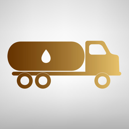 Car transports Oil sign. Flat style icon with golden gradientのイラスト素材