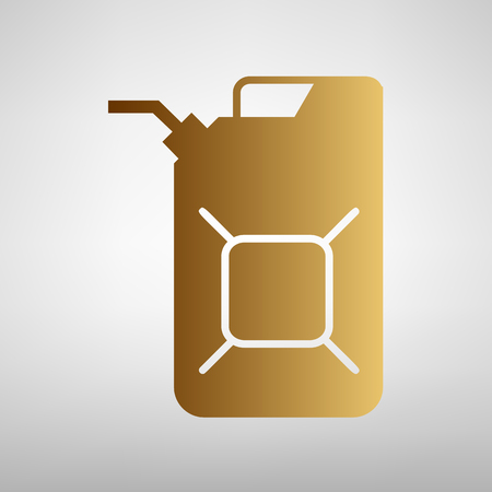 Jerrycan oil sign. Flat style icon with golden gradientのイラスト素材