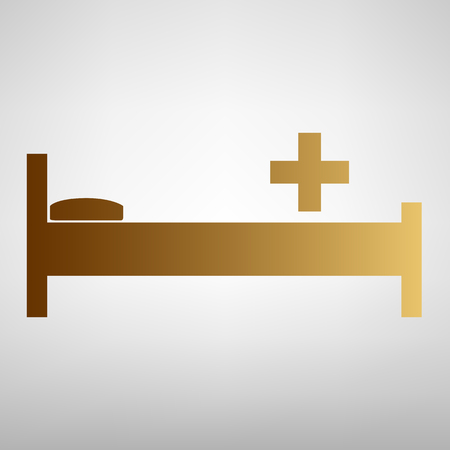 Hospital sign. Flat style icon with golden gradientのイラスト素材