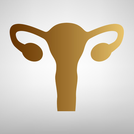 Human Body Anatomy. Uterus sign. Flat style icon with golden gradientのイラスト素材