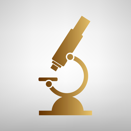 Microscope sign. Flat style icon with golden gradientのイラスト素材