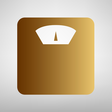 Bathroom scale sign. Flat style icon with golden gradientのイラスト素材