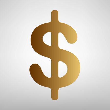 Dollars sign icon. USD currency symbol. Money label. Flat style icon with golden gradientのイラスト素材