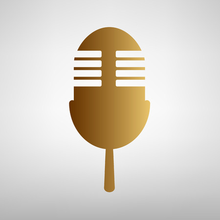 Retro microphone sign. Flat style icon with golden gradientのイラスト素材