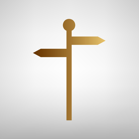 Direction road sign. Flat style icon with golden gradientのイラスト素材