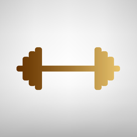 Dumbbell weights sign. Flat style icon with golden gradientのイラスト素材