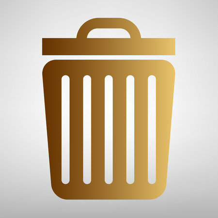 Trash sign. Flat style icon with golden gradientのイラスト素材