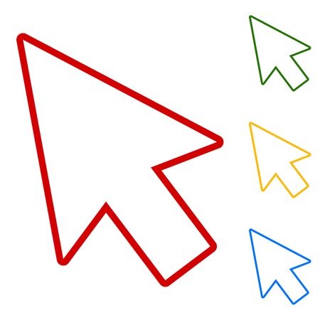 Aroow sign. Set of line icons. Red, green, yellow and blue on white background.のイラスト素材