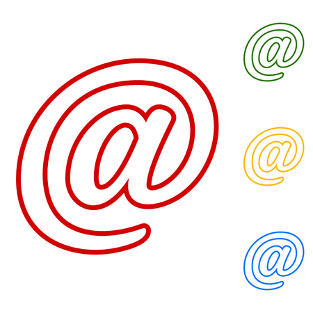 Mail sign. Set of line icons. Red, green, yellow and blue on white background.のイラスト素材