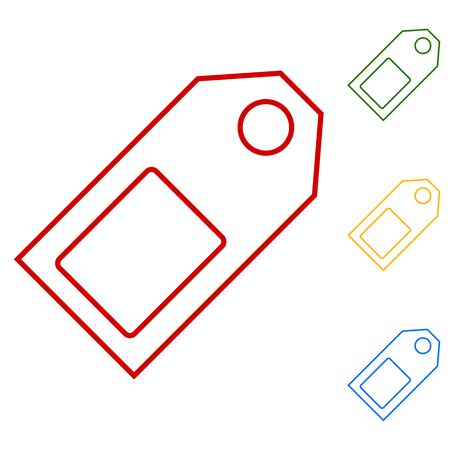 Price tag. Set of line icons. Red, green, yellow and blue on white background.のイラスト素材