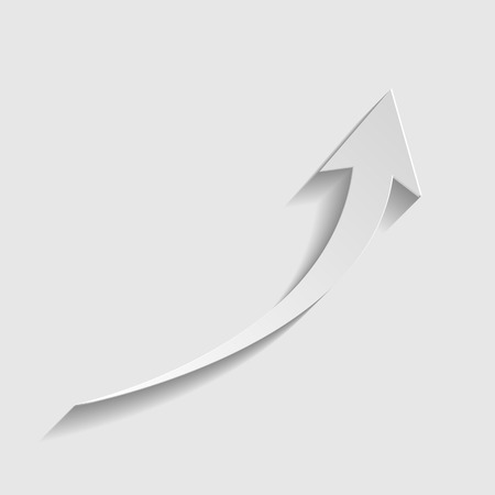 Growing arrow sign. Paper style icon with shadow on gray.のイラスト素材