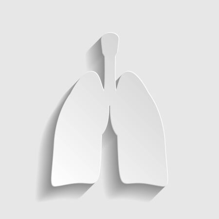 Human organs. Lungs sign. Paper style icon with shadow on gray.のイラスト素材