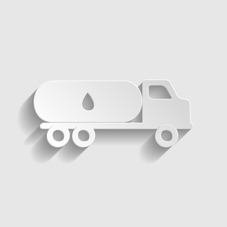 Car transports Oil sign. Paper style icon with shadow on gray.のイラスト素材
