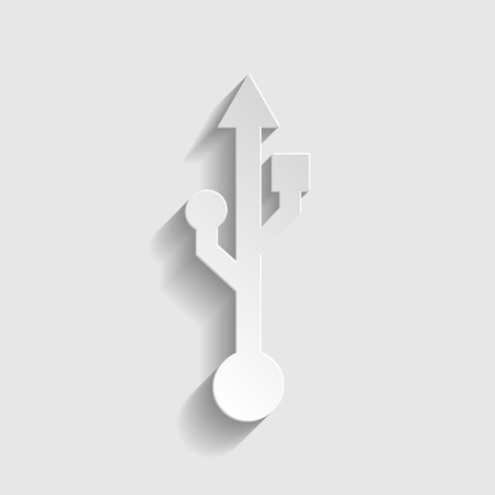 Usb sign. Paper style icon with shadow on gray.のイラスト素材