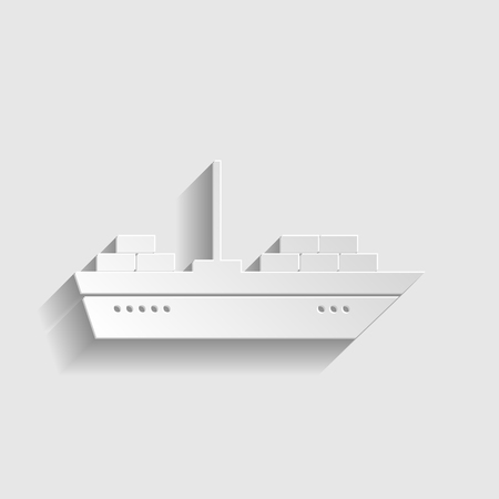 Ship sign. Paper style icon with shadow on gray.のイラスト素材