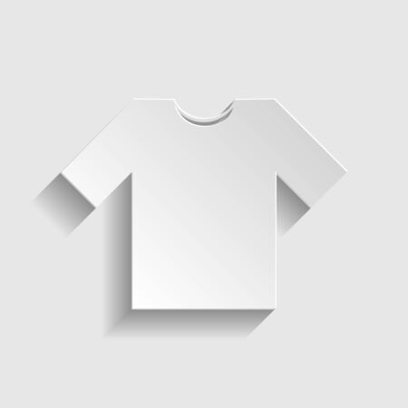 T-shirt sign. Paper style icon with shadow on gray.のイラスト素材