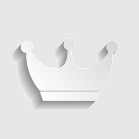 King crown sign. Paper style icon with shadow on gray.のイラスト素材