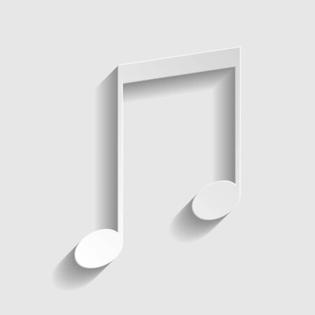 Music sign. Paper style icon with shadow on gray.のイラスト素材