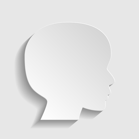 Human head sign. Paper style icon with shadow on gray.のイラスト素材