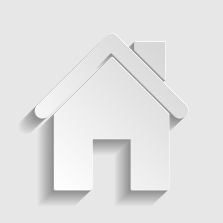 Home silhouette. Paper style icon with shadow on gray.のイラスト素材