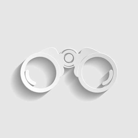 Binocular sign. Paper style icon with shadow on gray.のイラスト素材