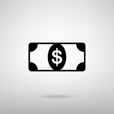 Bank Note dollar sign. Black with shadow on gray.のイラスト素材
