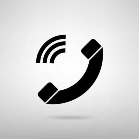 Phone sign. Black with shadow on gray.のイラスト素材