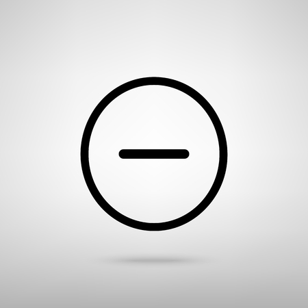 Negative symbol. Minus sign. Black with shadow on gray.のイラスト素材