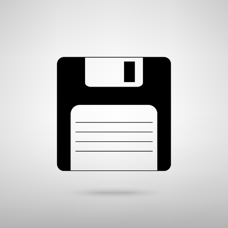 Floppy disk sign. Black with shadow on gray.のイラスト素材