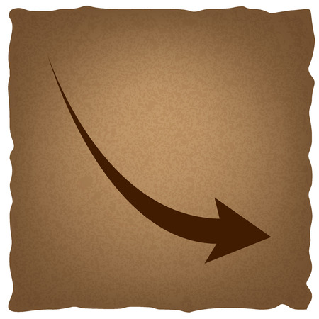 Declining arrow sign. Coffee style on old paper.のイラスト素材