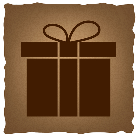 Gift box sign. Coffee style on old paper.のイラスト素材