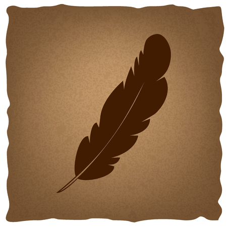 Feather sign. Coffee style on old paper.のイラスト素材