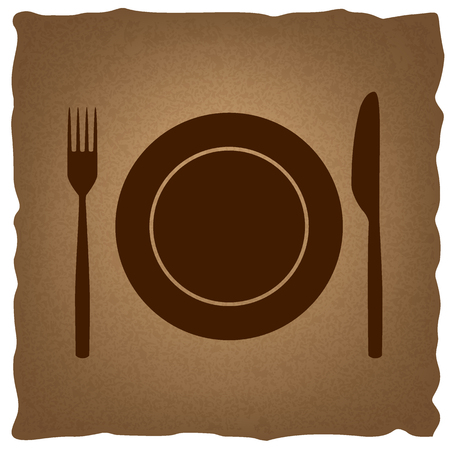 Fork and Knife sign. Coffee style on old paper.のイラスト素材