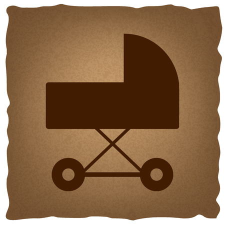 Pram sign. Coffee style on old paper.のイラスト素材