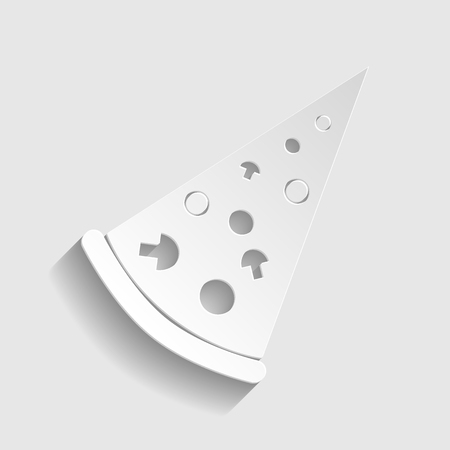 Pizza simple icon. Paper style icon with shadow on grayのイラスト素材