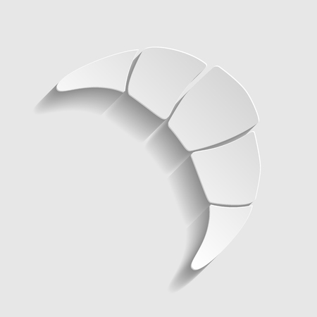 Croissant simple icon. Paper style icon with shadow on grayのイラスト素材
