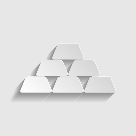 Gold simple Icon. Paper style icon with shadow on grayのイラスト素材