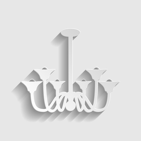 Chandelier simple icon. Paper style icon with shadow on grayのイラスト素材