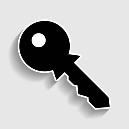 Key sign. Sticker style icon with shadow on gray.のイラスト素材