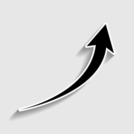 Growing arrow sign. Sticker style icon with shadow on gray.のイラスト素材