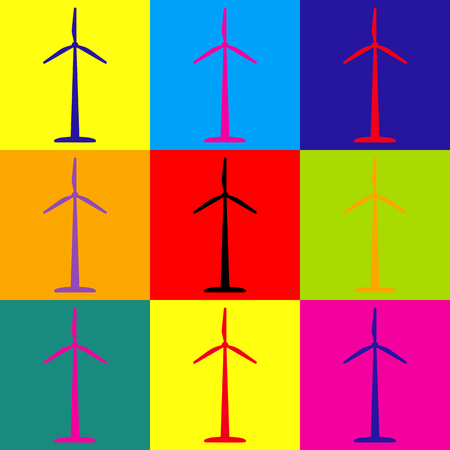 Wind turbine logo or icon. Pop-art style colorful icons set.のイラスト素材