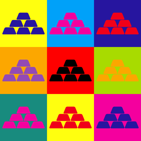 Gold simple Icon. Pop-art style colorful icons set.のイラスト素材