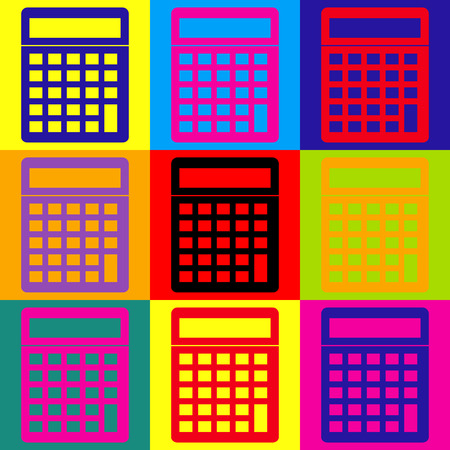 Calculator simple icon. Pop-art style colorful icons set.のイラスト素材