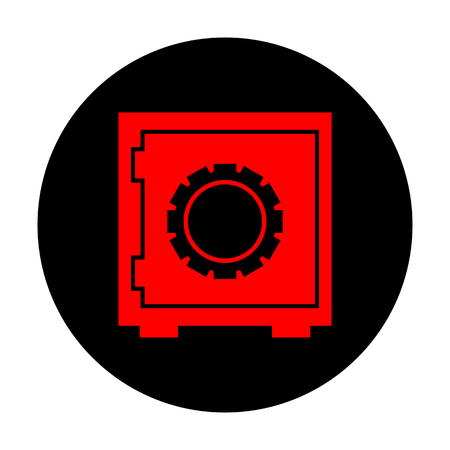 Safe icon. Red vector icon on black flat circle.のイラスト素材