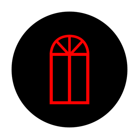 Window simple icon. Red vector icon on black flat circle.のイラスト素材