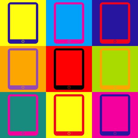 Computer tablet sign. Pop-art style colorful icons set.のイラスト素材