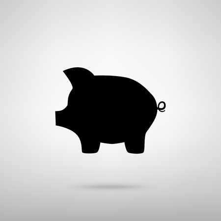 Pig money bank sign. Black with shadow on gray.のイラスト素材