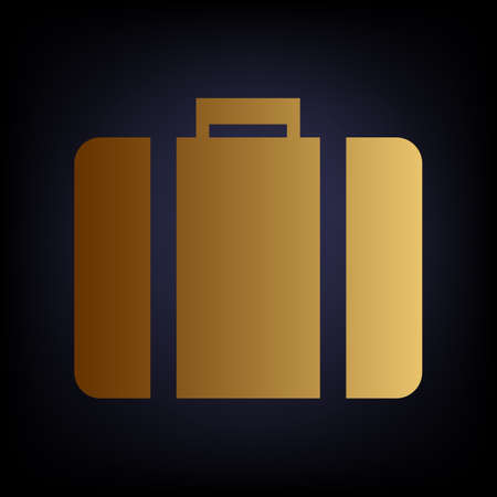Briefcase sign. Golden style icon on dark blue background.のイラスト素材