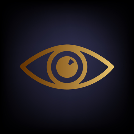 Eye sign. Golden style icon on dark blue background.のイラスト素材